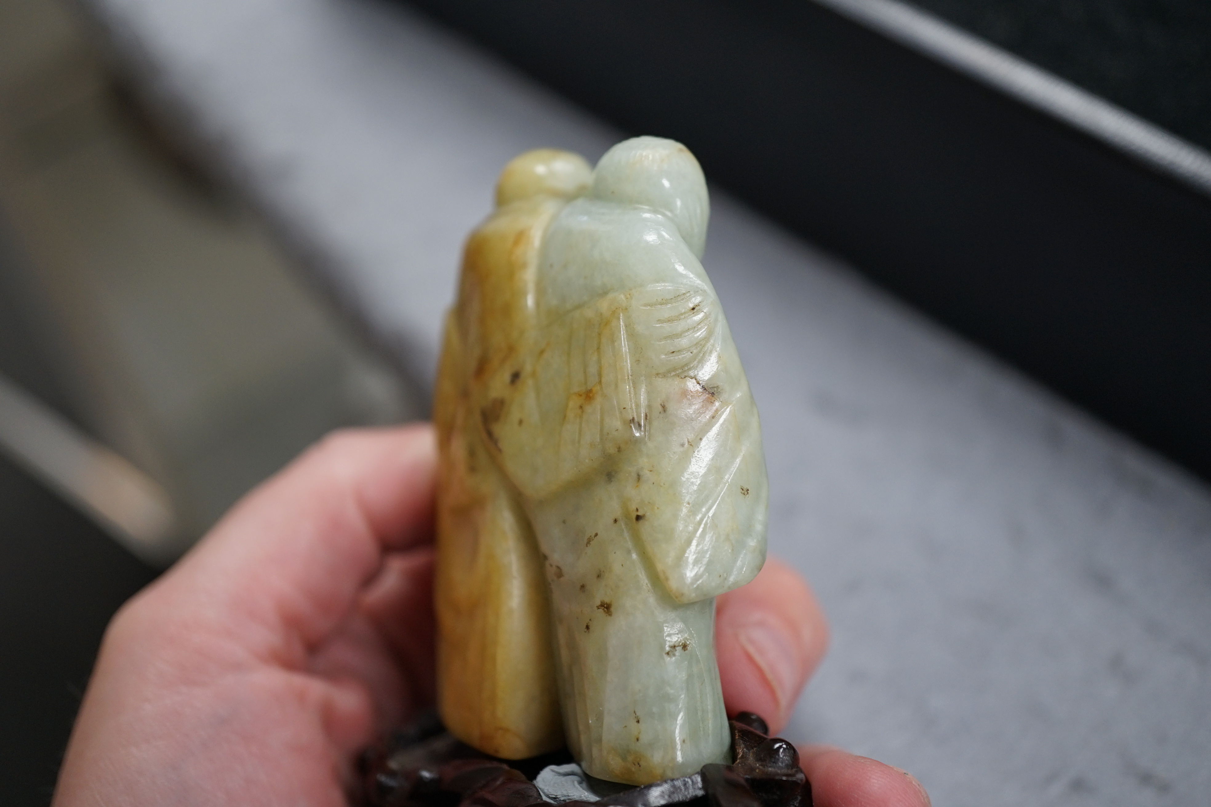 A Chinese jadeite group of the He He Erxian, 19th century